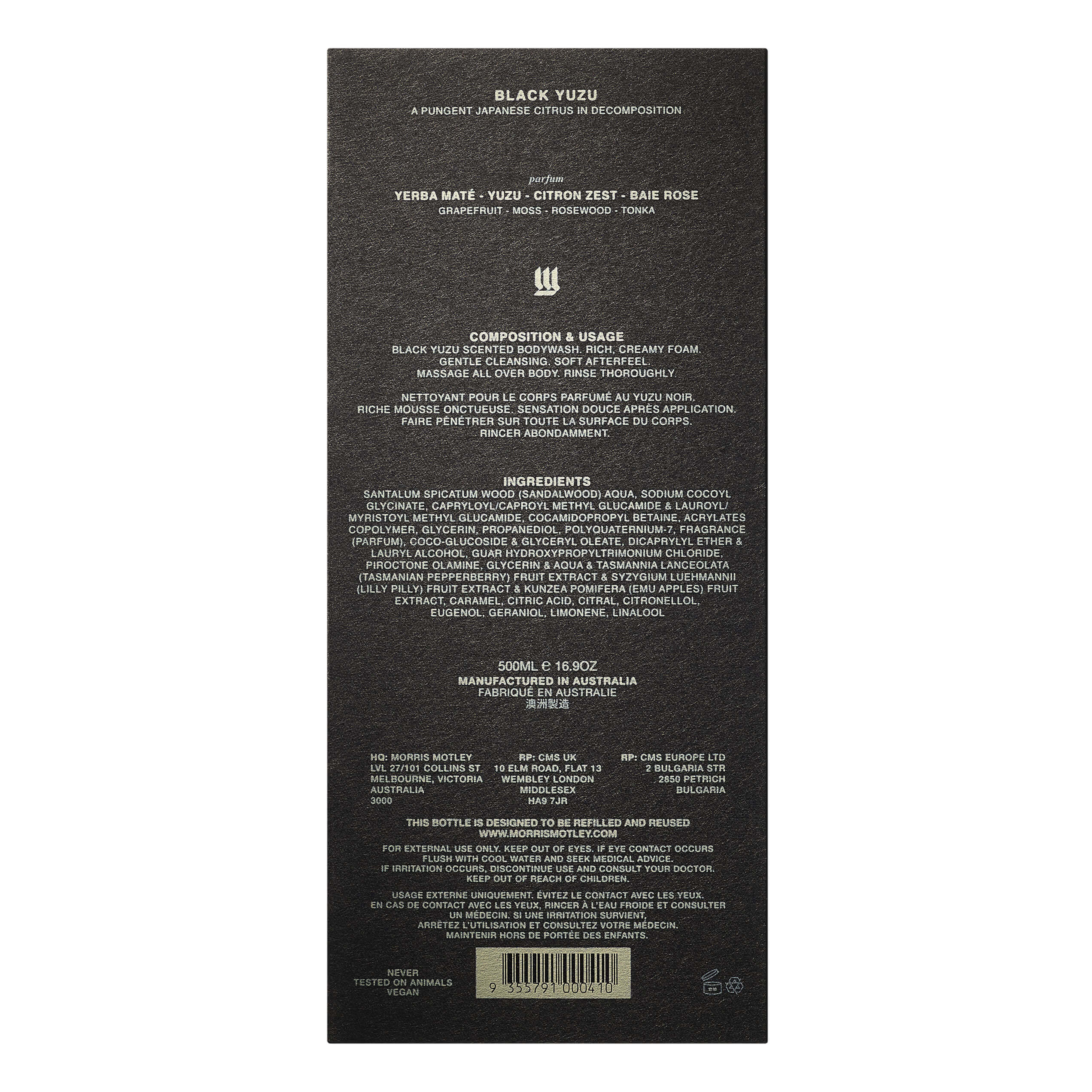 Morris Motley Black Yuzu Body Wash