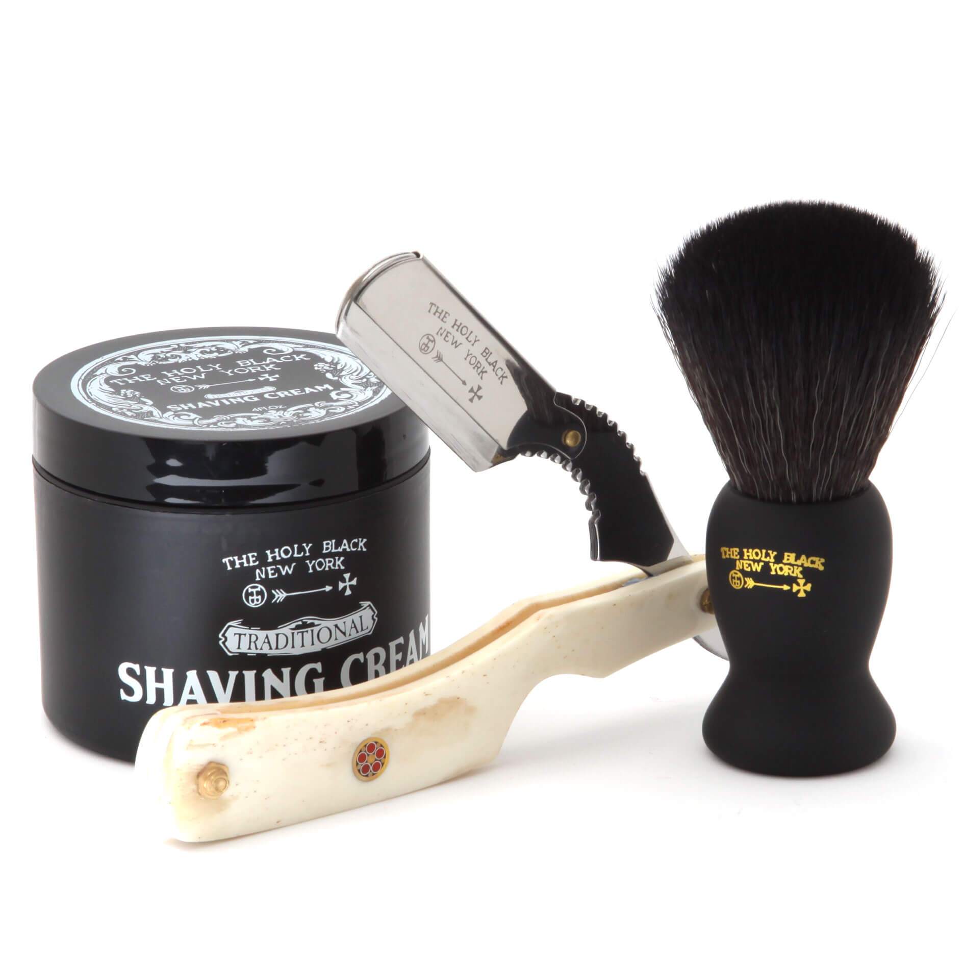 The Holy Black Straight Razor Set