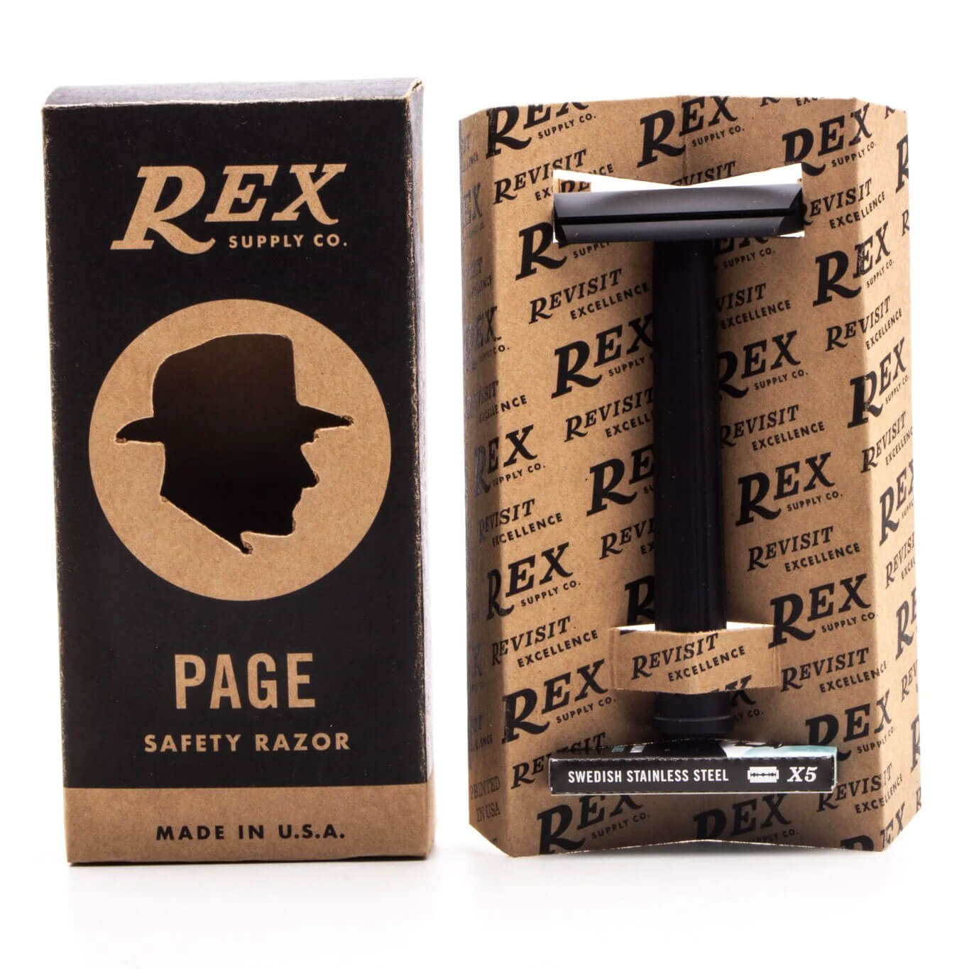 Rex Page Aluminium Safety Razor - Jet Black
